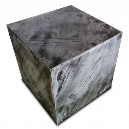 L'hexaèdre régulier - Pouf métallique style industriel en forme de cube